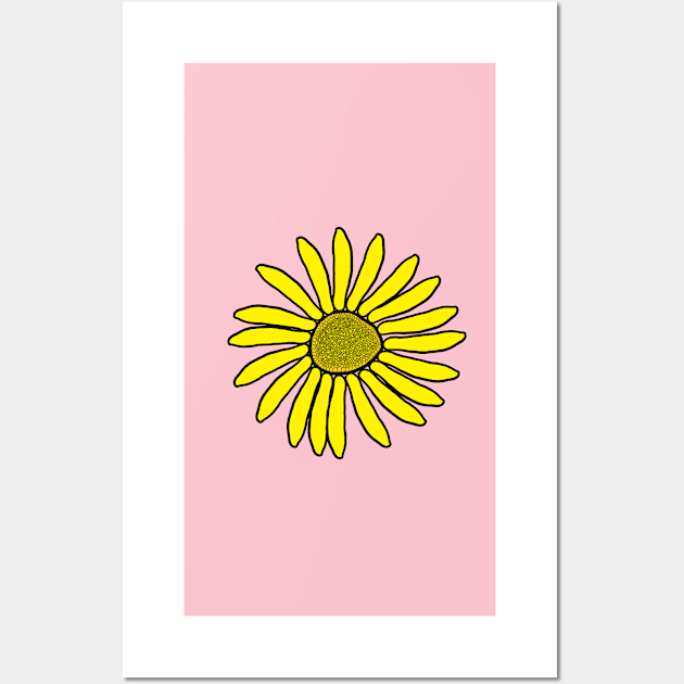 Beautiful, Cute, Pretty, Yellow flower design. Wall Art by Blue Heart Design